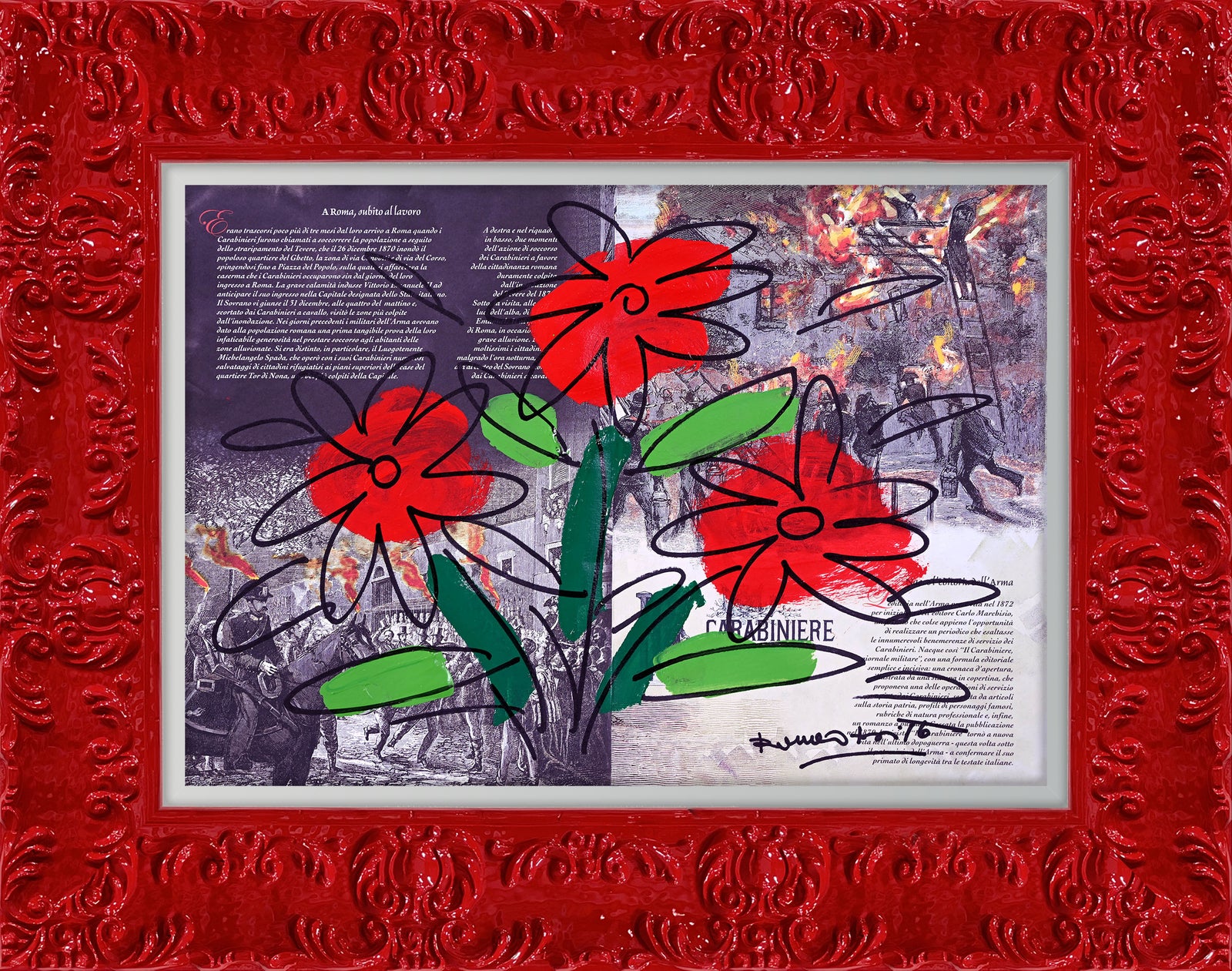 thomas flower original drawing colorful decorative collectible gift idea
