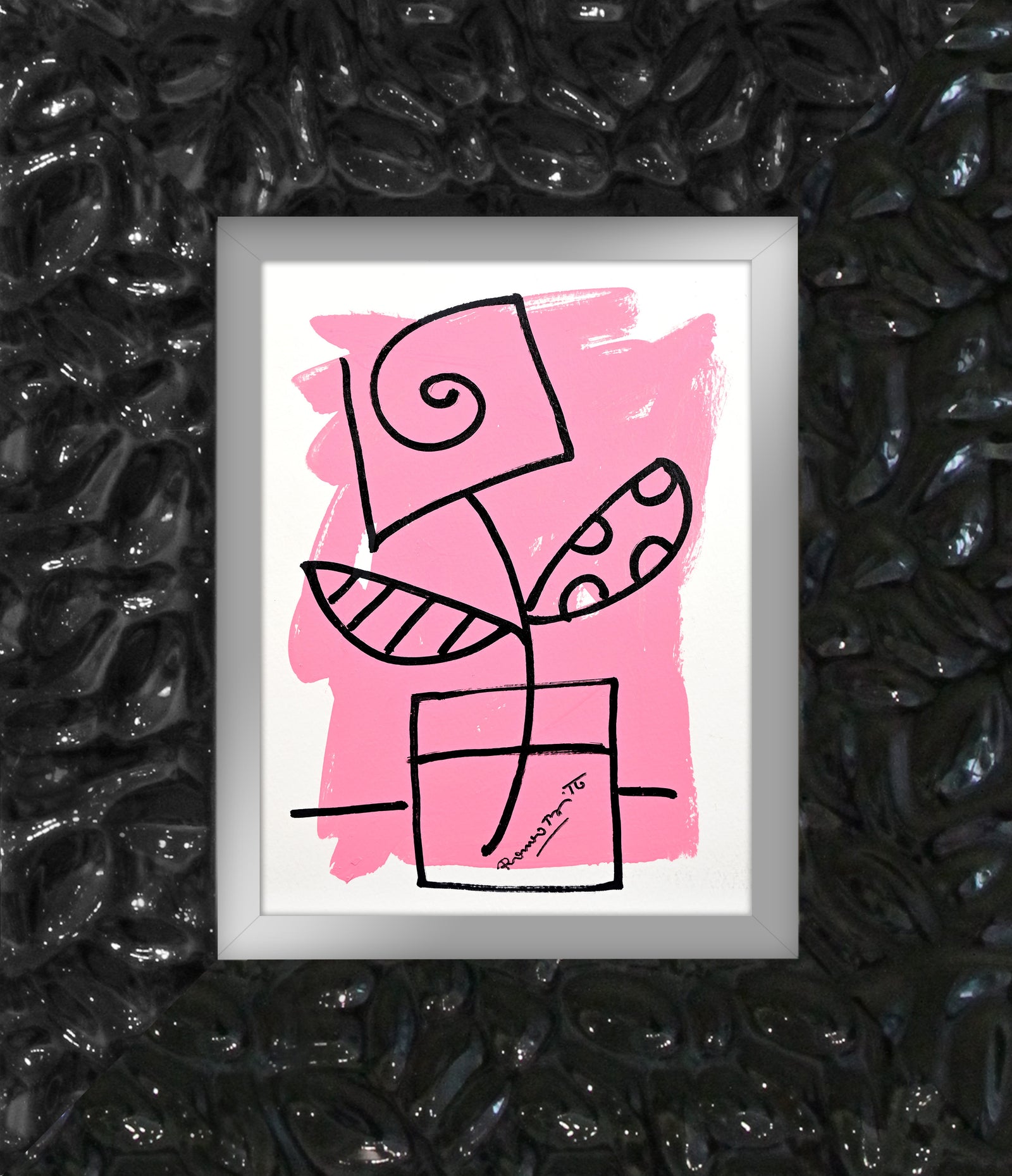 Romero Britto two color collection original drawing contemporary pop art piece
