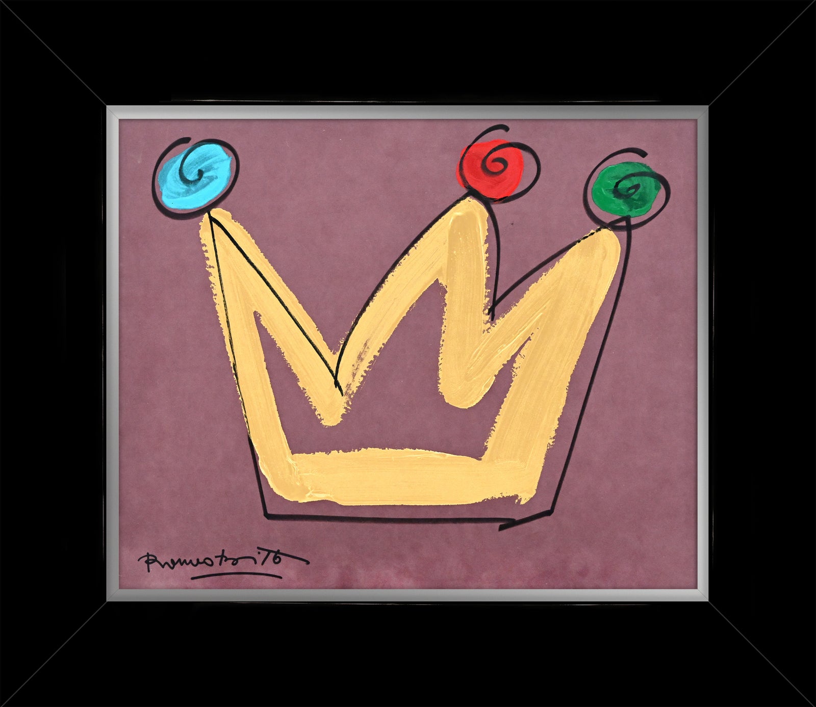 Romero Britto royalty crown original drawing colorful pop art design
