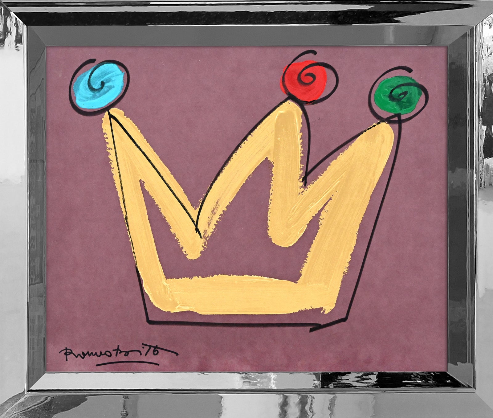 Romero Britto royalty crown original drawing contemporary pop art piece