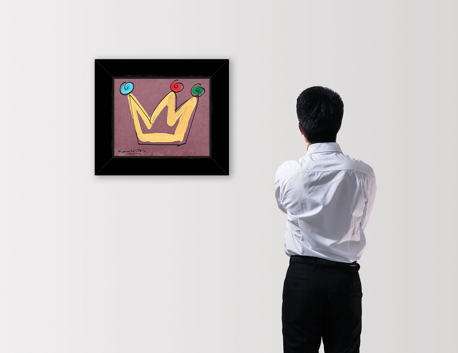 modern pop art royalty crown original drawing vibrant home decor