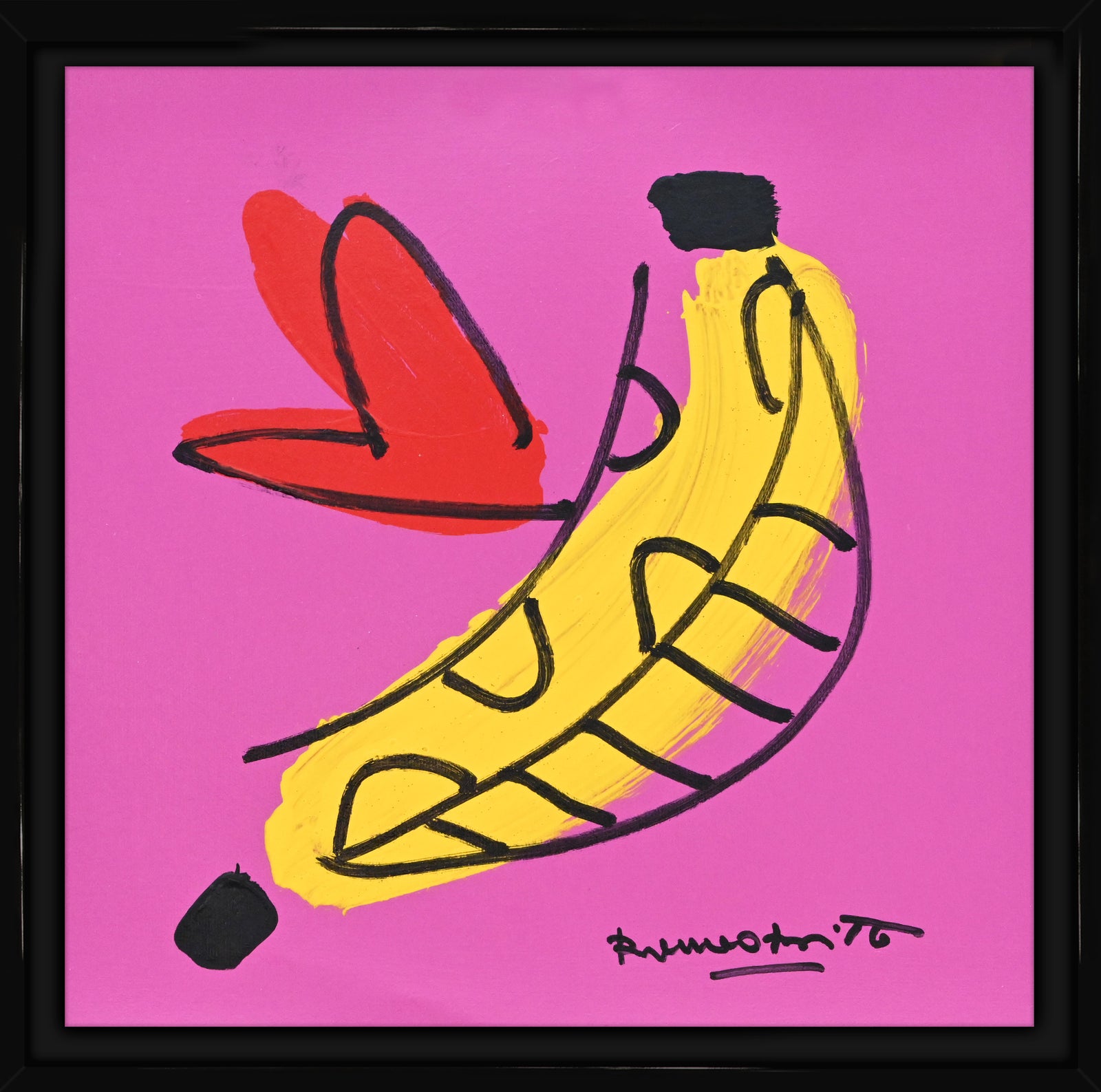 Romero Britto banana original drawing contemporary pop art piece