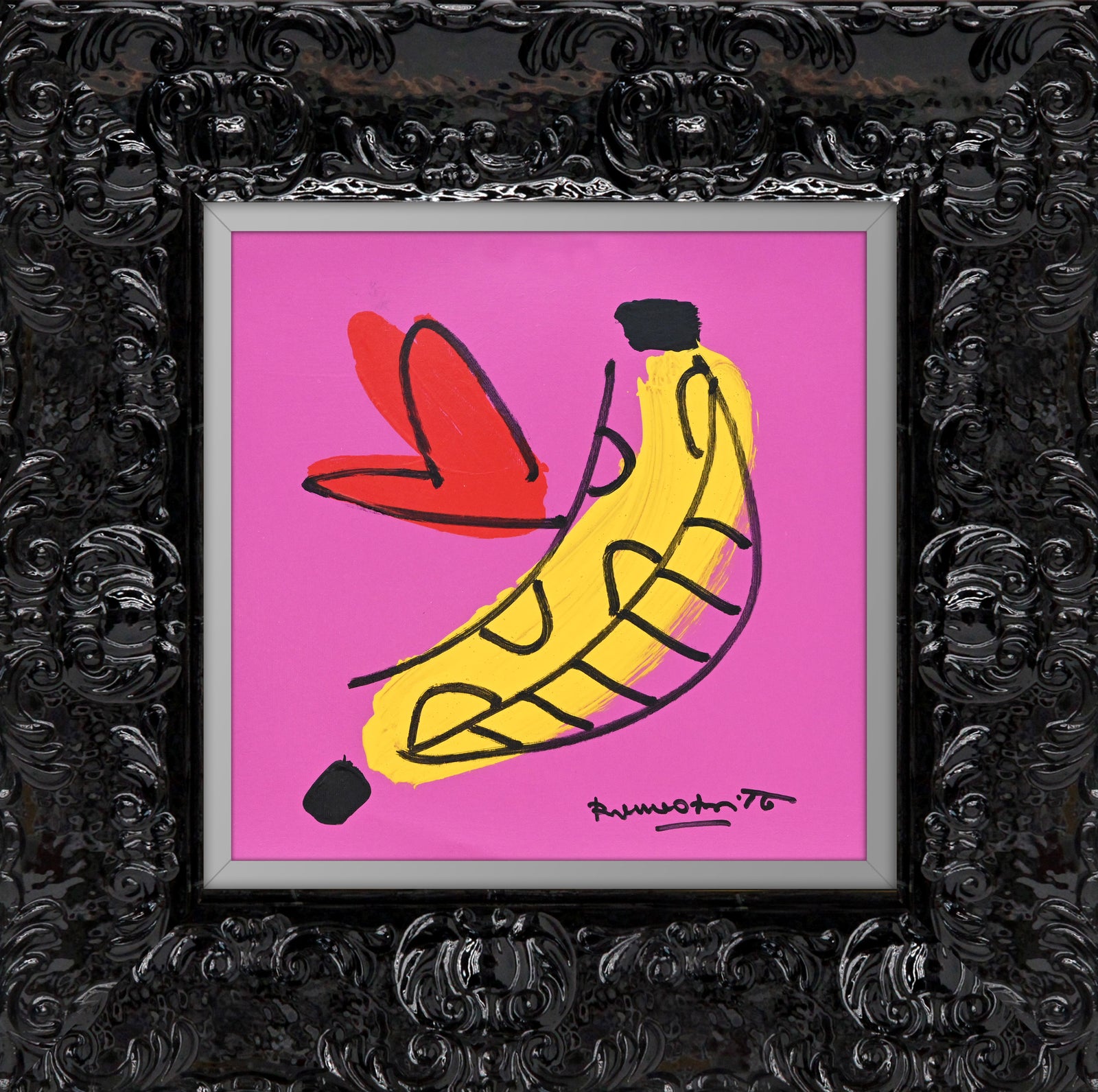 modern pop art banana original drawing vibrant home decor