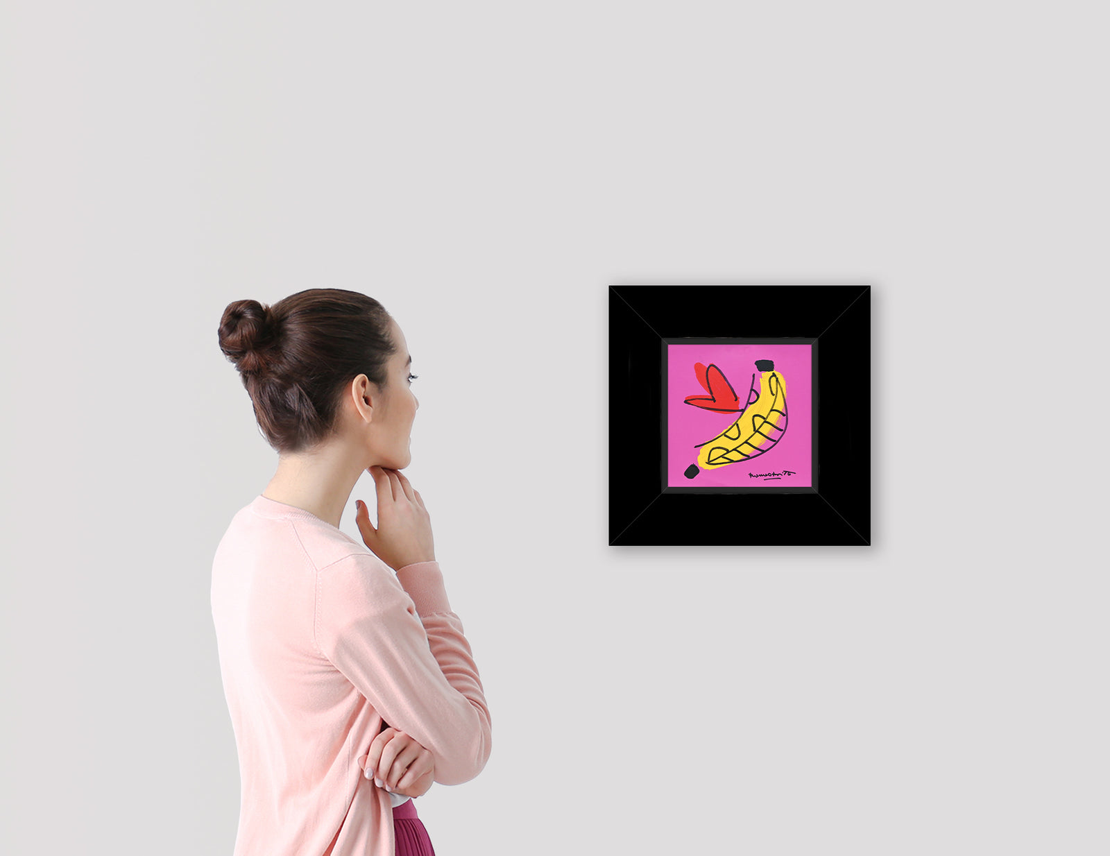 modern pop art banana original drawing vibrant home decor