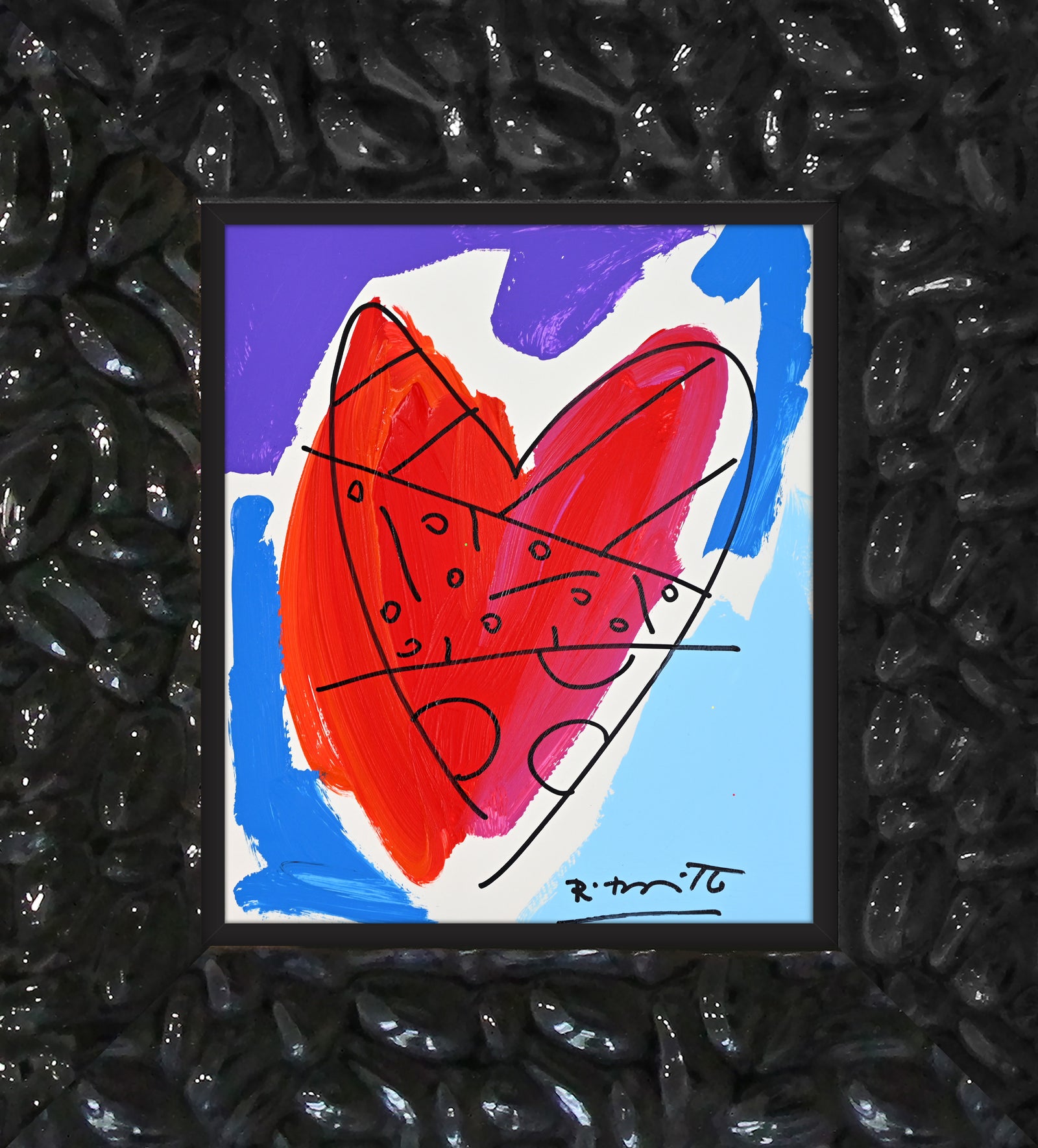 modern pop art thomas collection heart original drawing vibrant home decor