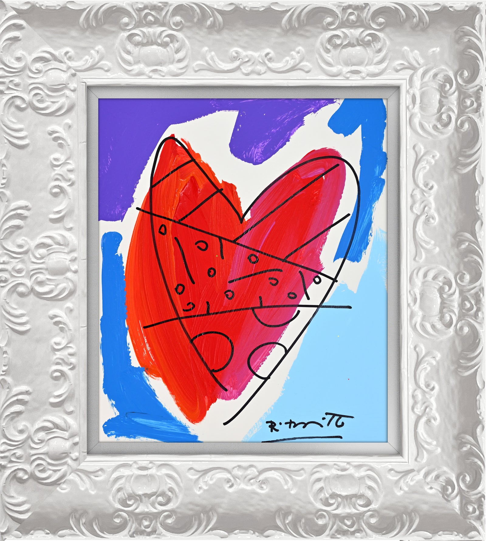Romero Britto thomas collection heart original drawing contemporary pop art piece
