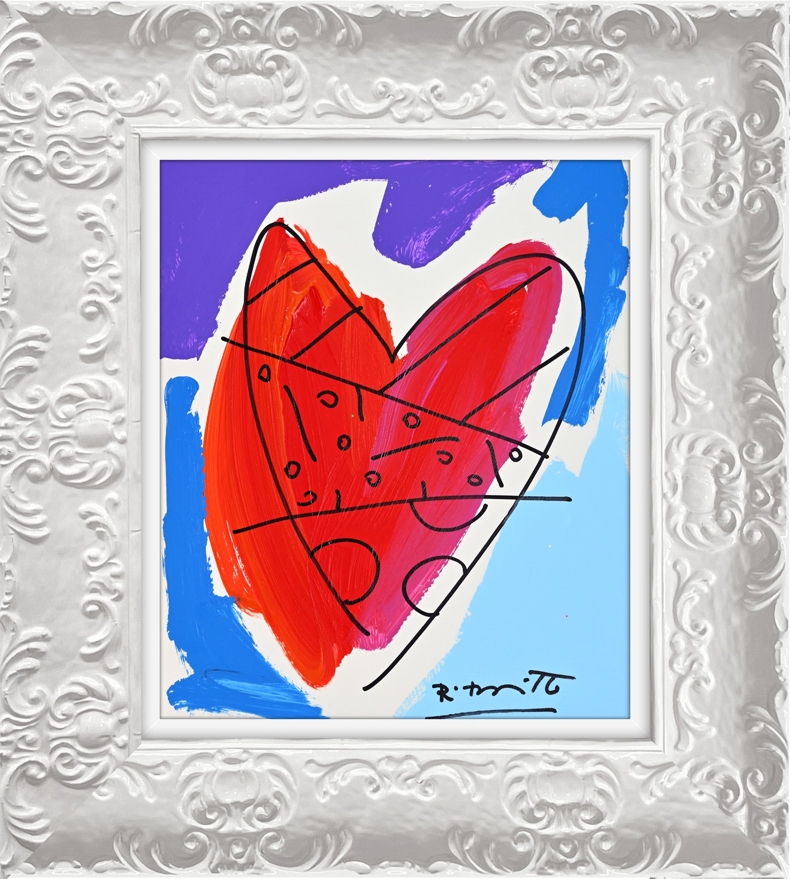 Romero Britto thomas collection heart original drawing colorful pop art design