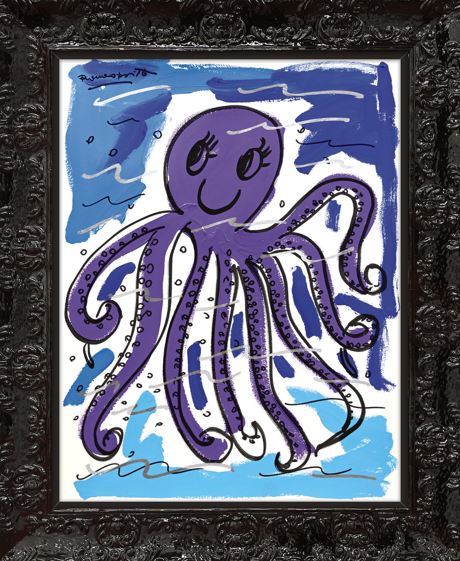 Romero Britto thomas collection octopus original drawing colorful pop art design