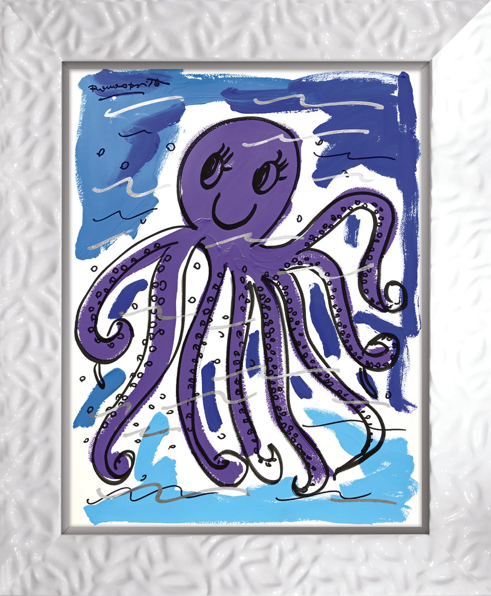 Romero Britto thomas collection octopus original drawing contemporary pop art piece