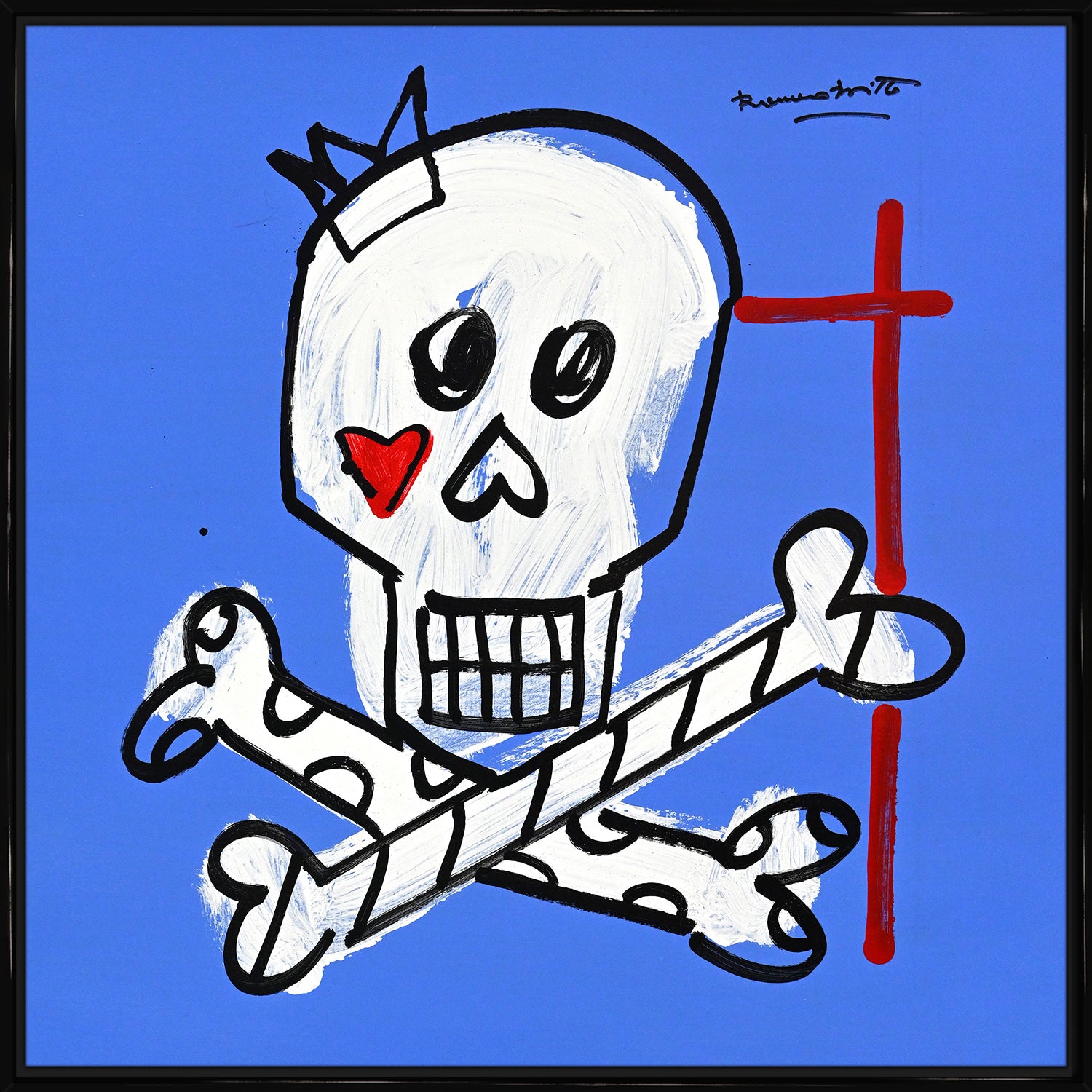 Romero Britto brushstroke skull original drawing contemporary pop art piece