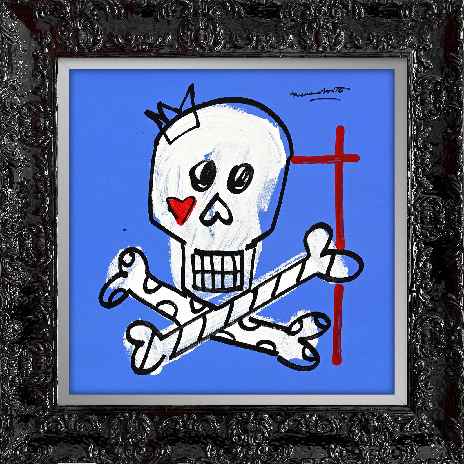 brushstroke skull original drawing artistic colorful design collectible