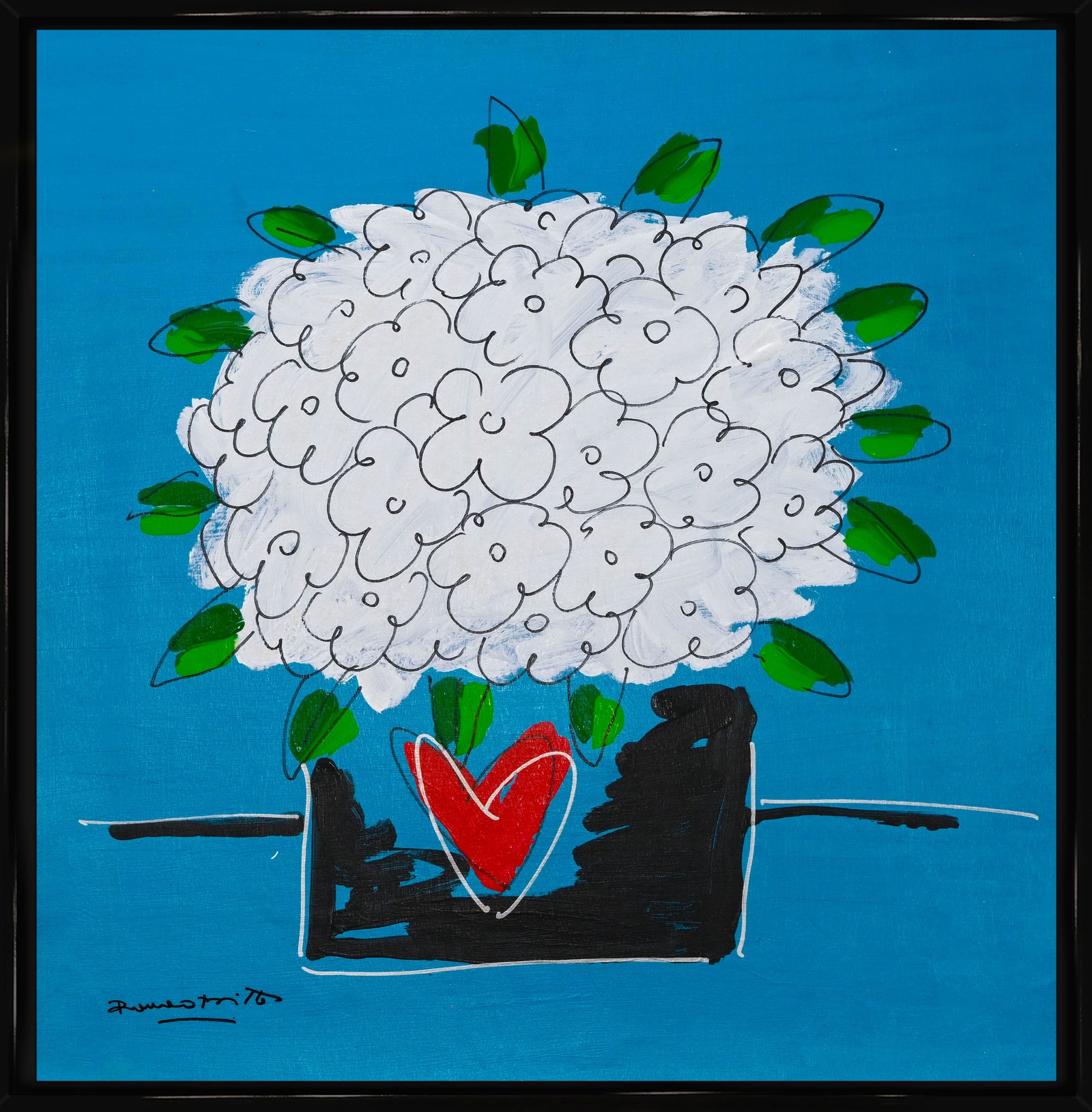 Romero Britto all the flowers just for contemporary pop art piece