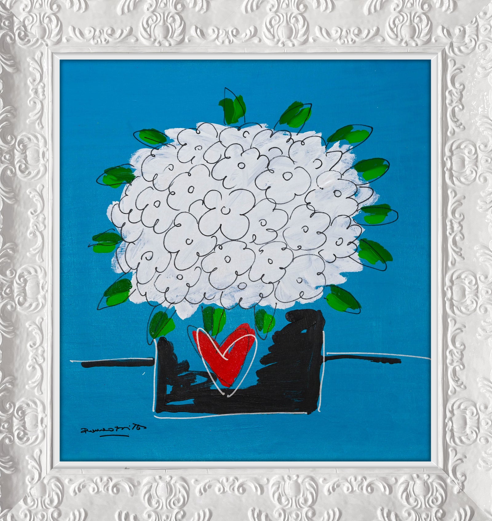 Romero Britto all the flowers just for contemporary pop art piece