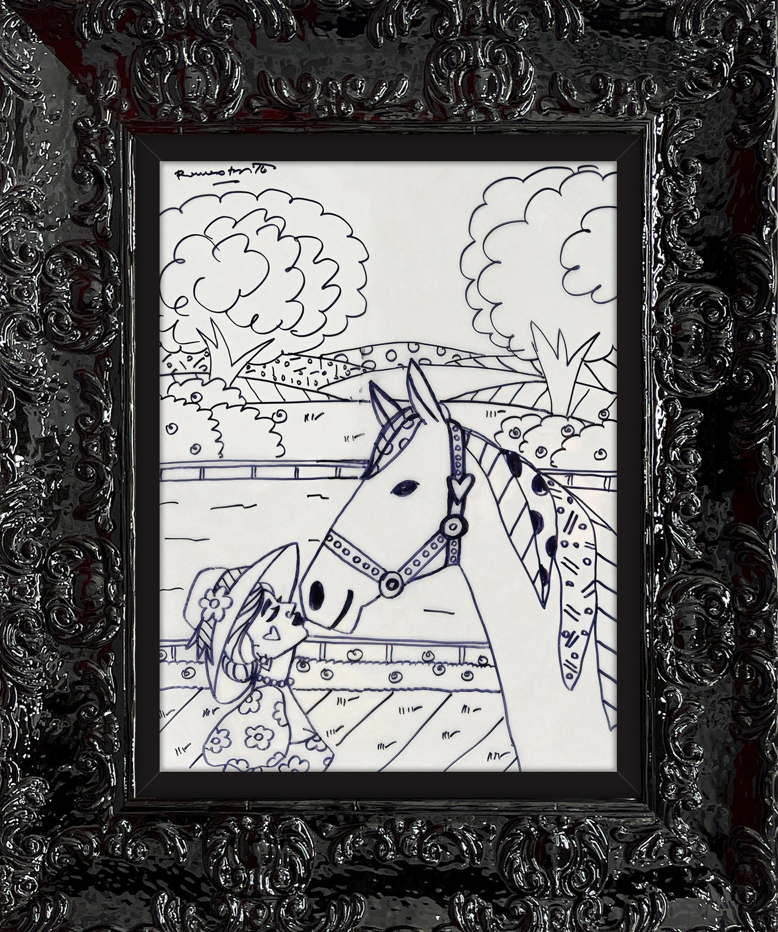 derby love original drawing colorful decorative collectible gift idea