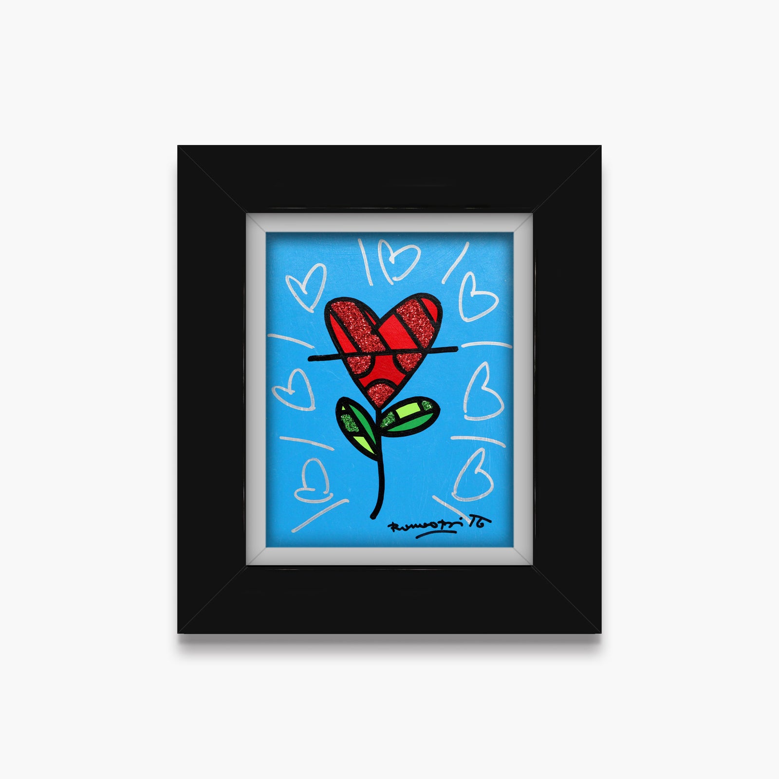 Cyan Heart Flower - Original Painting