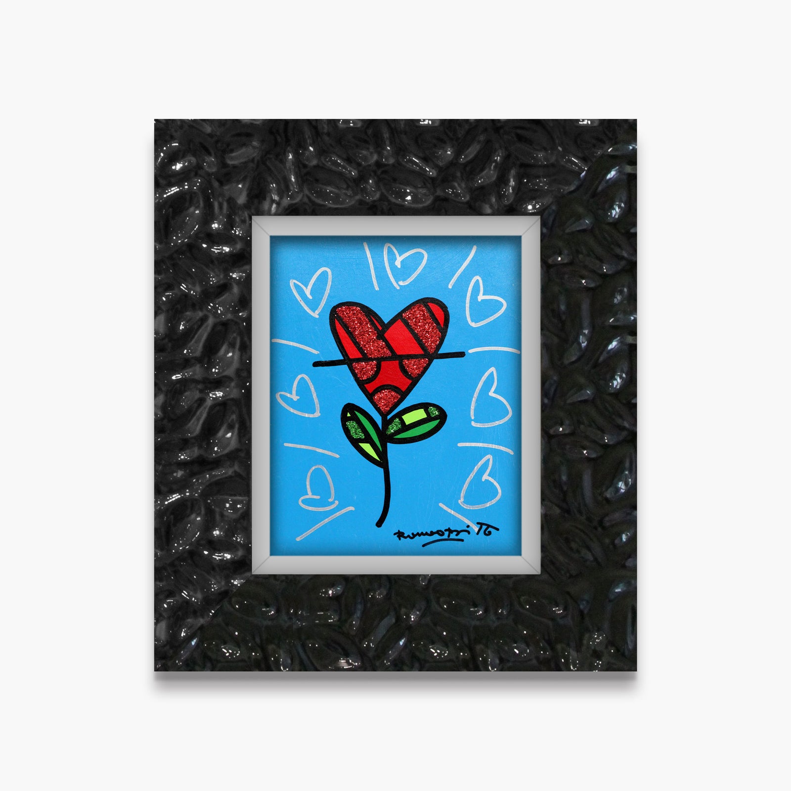 Cyan Heart Flower - Original Painting