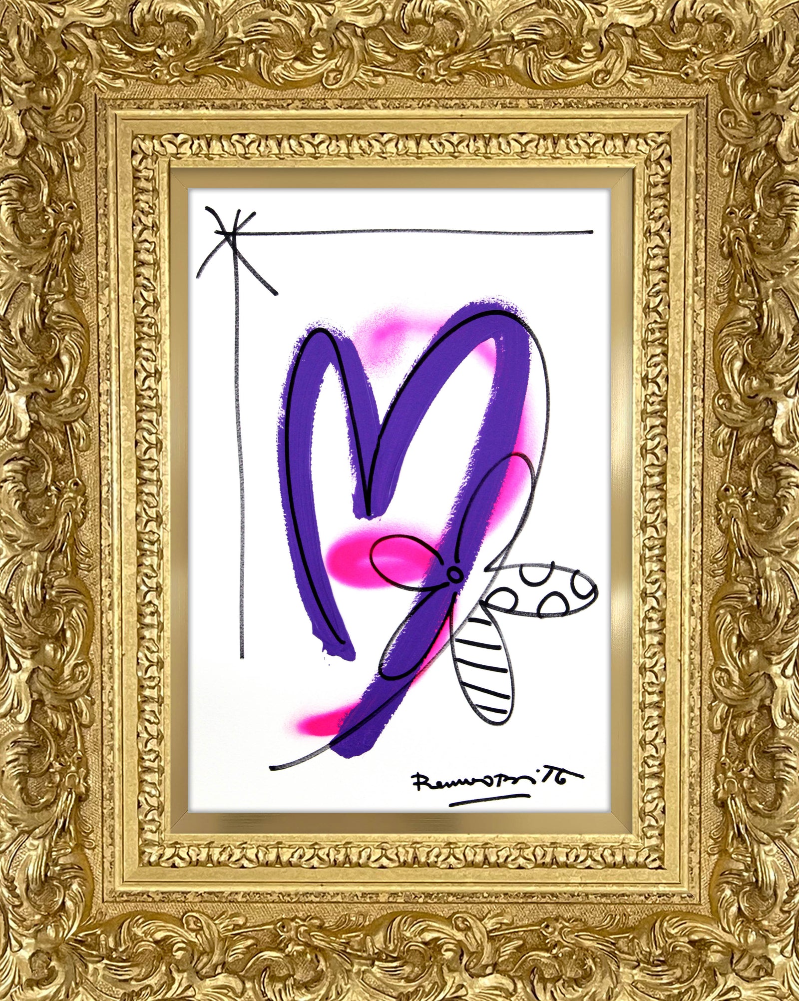 Romero Britto evolution original drawing colorful pop art design