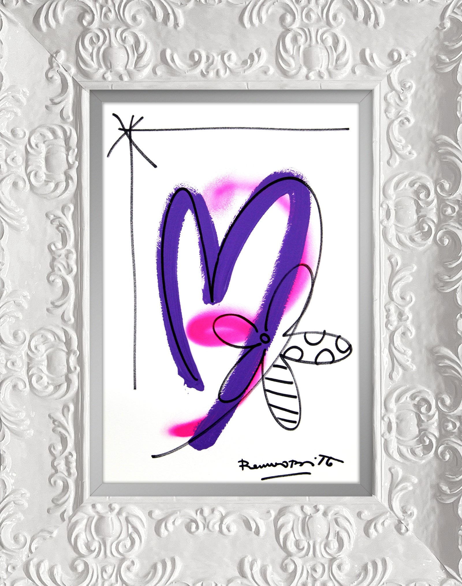 Romero Britto evolution original drawing contemporary pop art piece