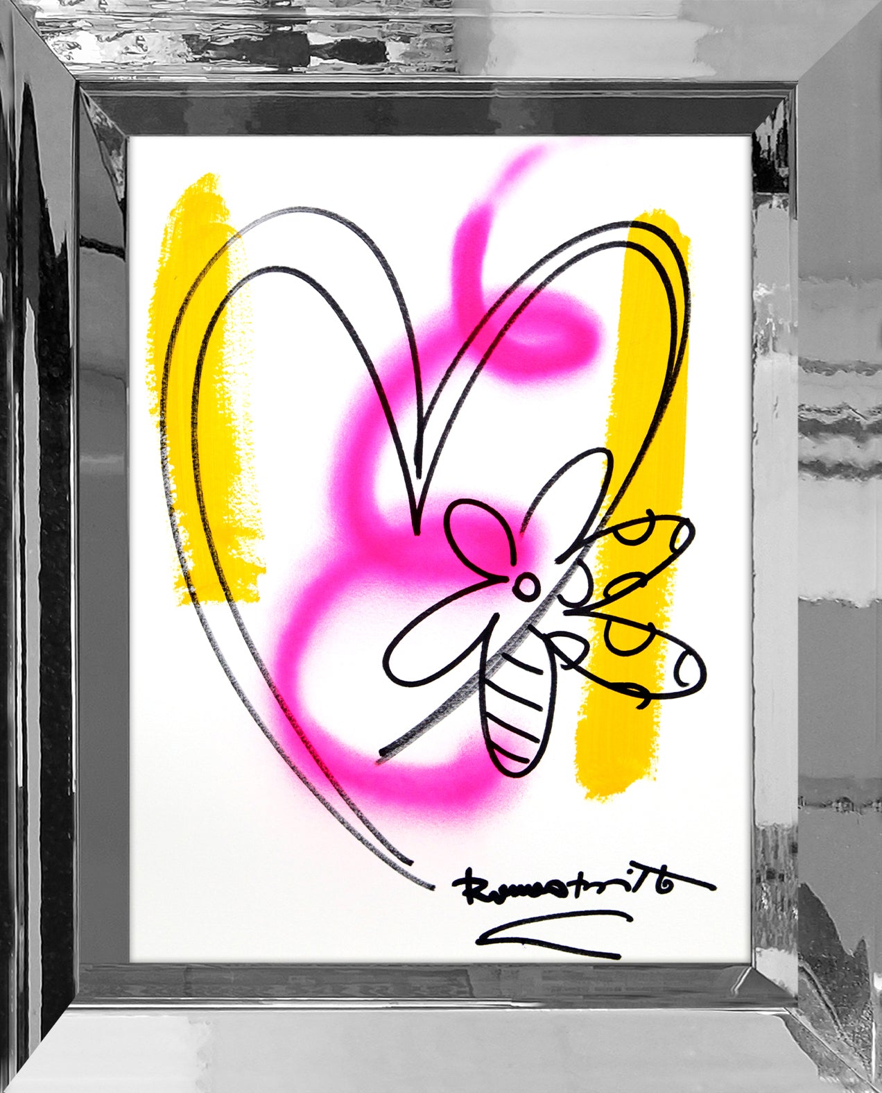 Romero Britto evolution original drawing colorful pop art design