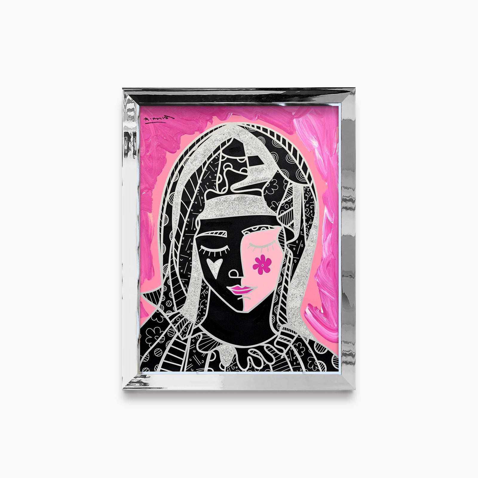 Mother In Pink Silver - Mixed Media Original