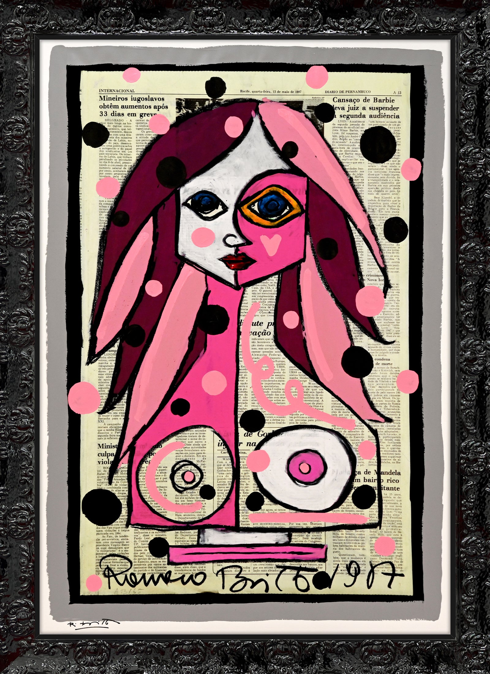 Deep Pink - Mixed Media Original