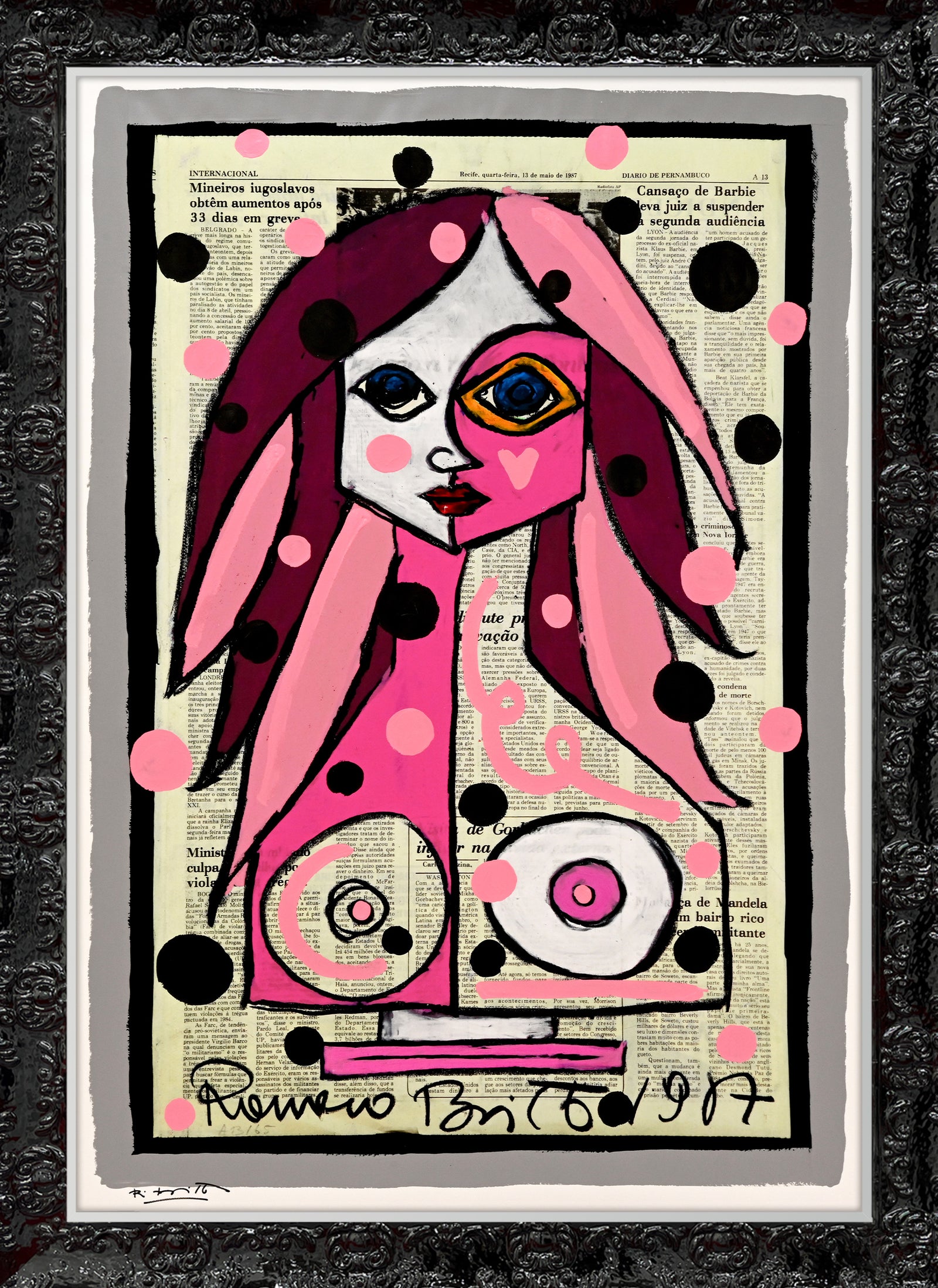 Deep Pink - Mixed Media Original
