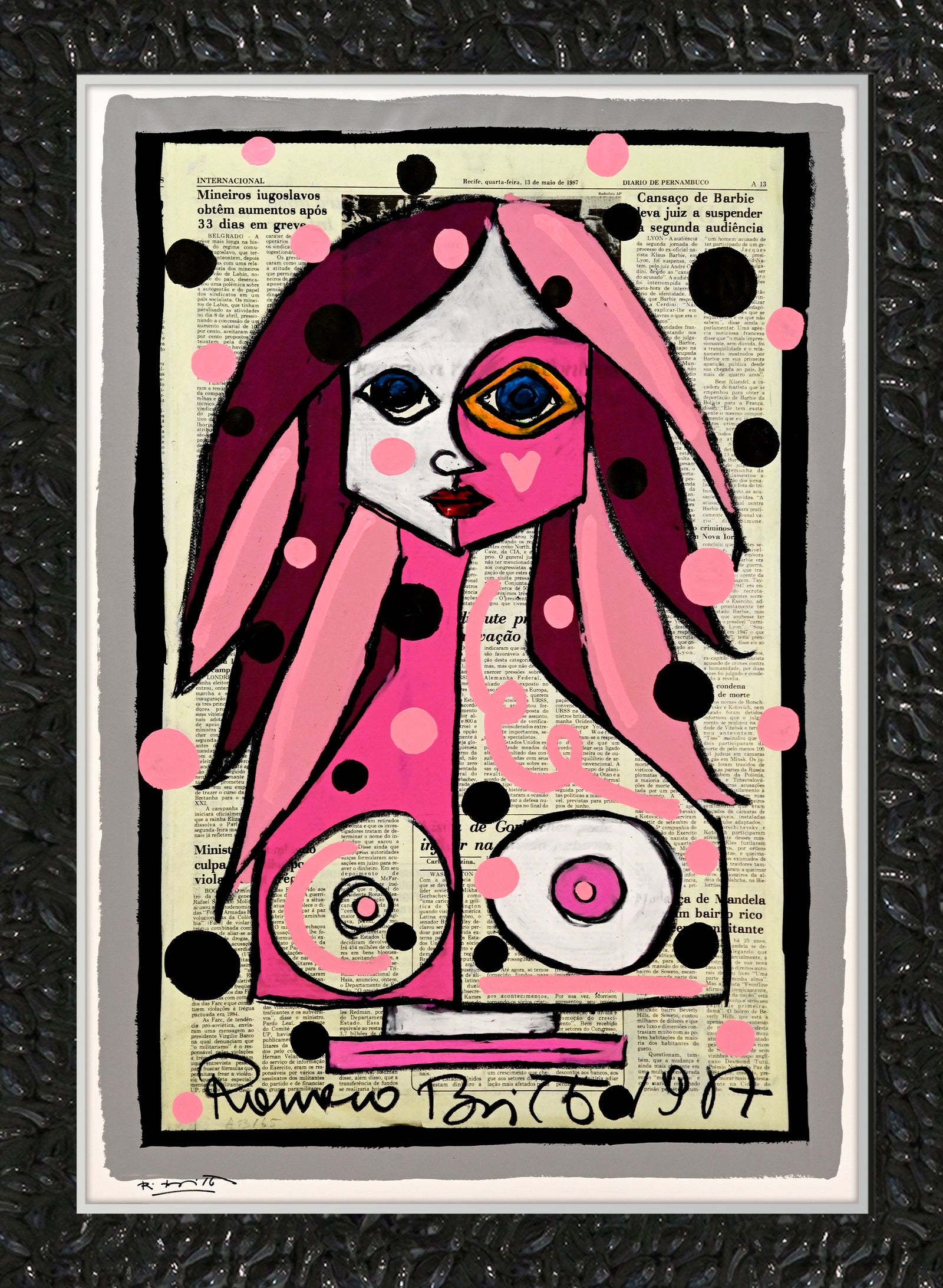 Deep Pink - Mixed Media Original