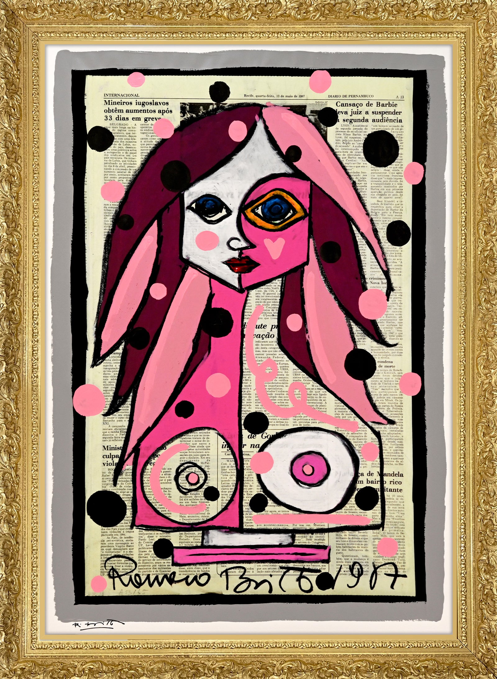 Deep Pink - Mixed Media Original