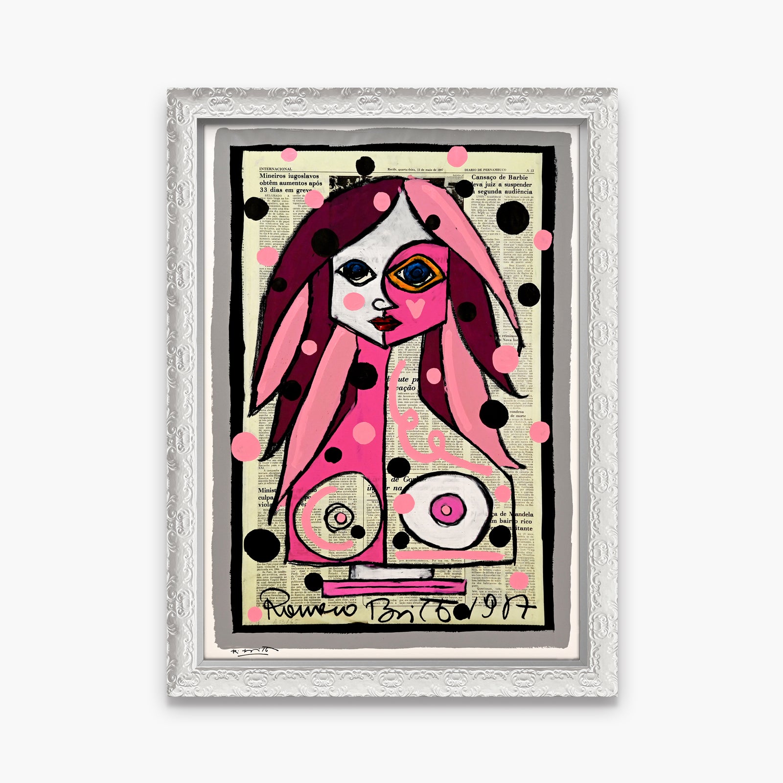 Deep Pink - Mixed Media Original