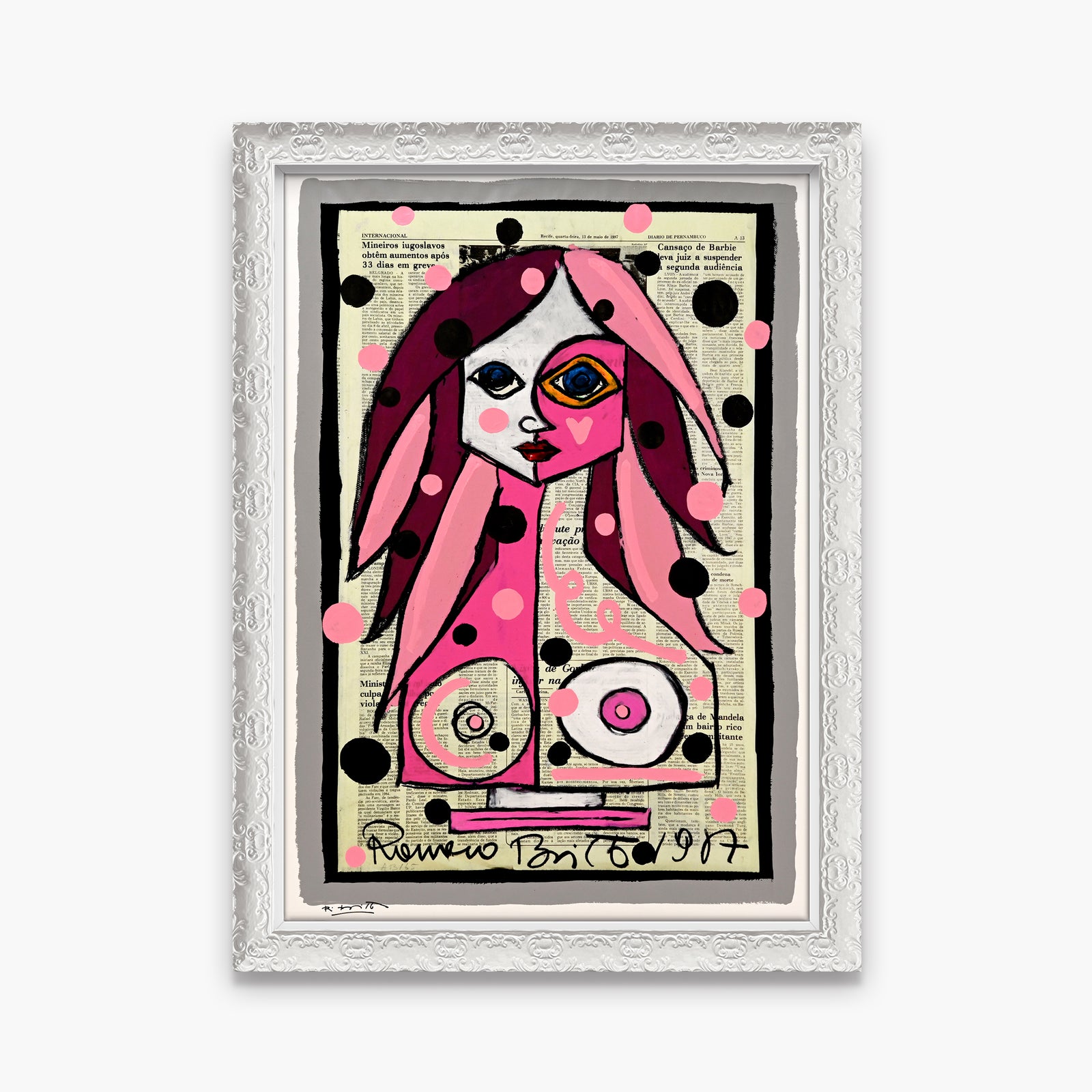 Deep Pink - Mixed Media Original