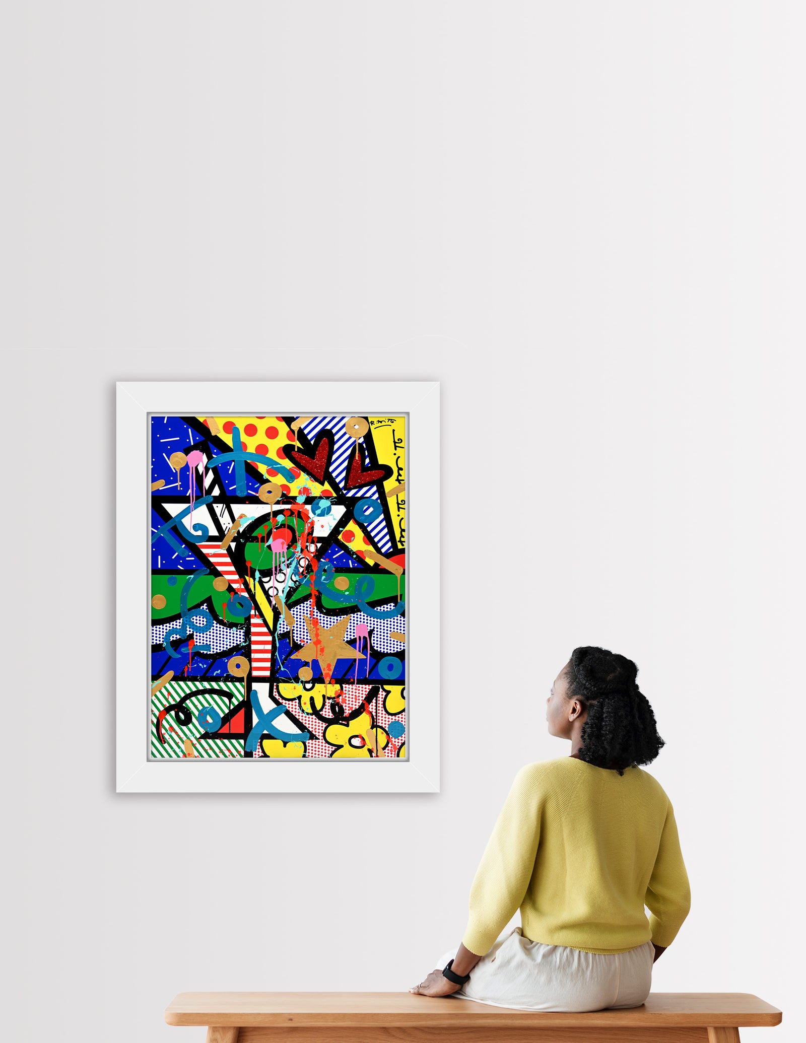 Romero Britto dirty martini mixed media original colorful pop art design