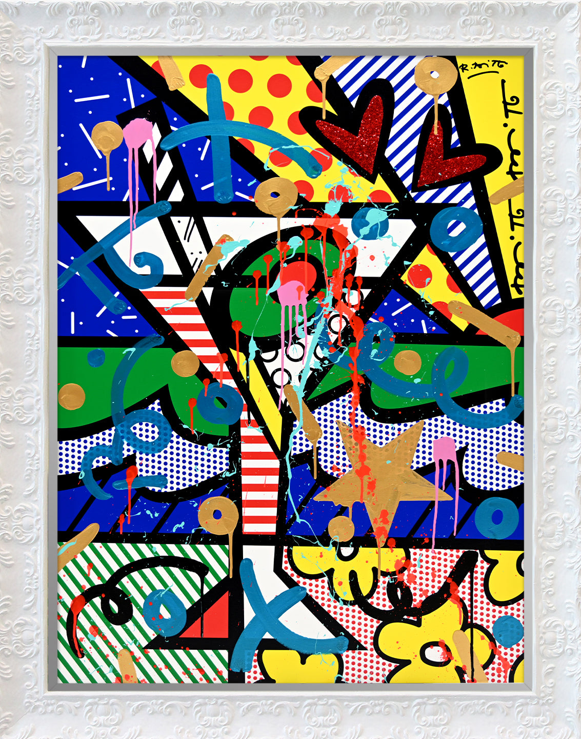 Romero Britto dirty martini mixed media original contemporary pop art piece