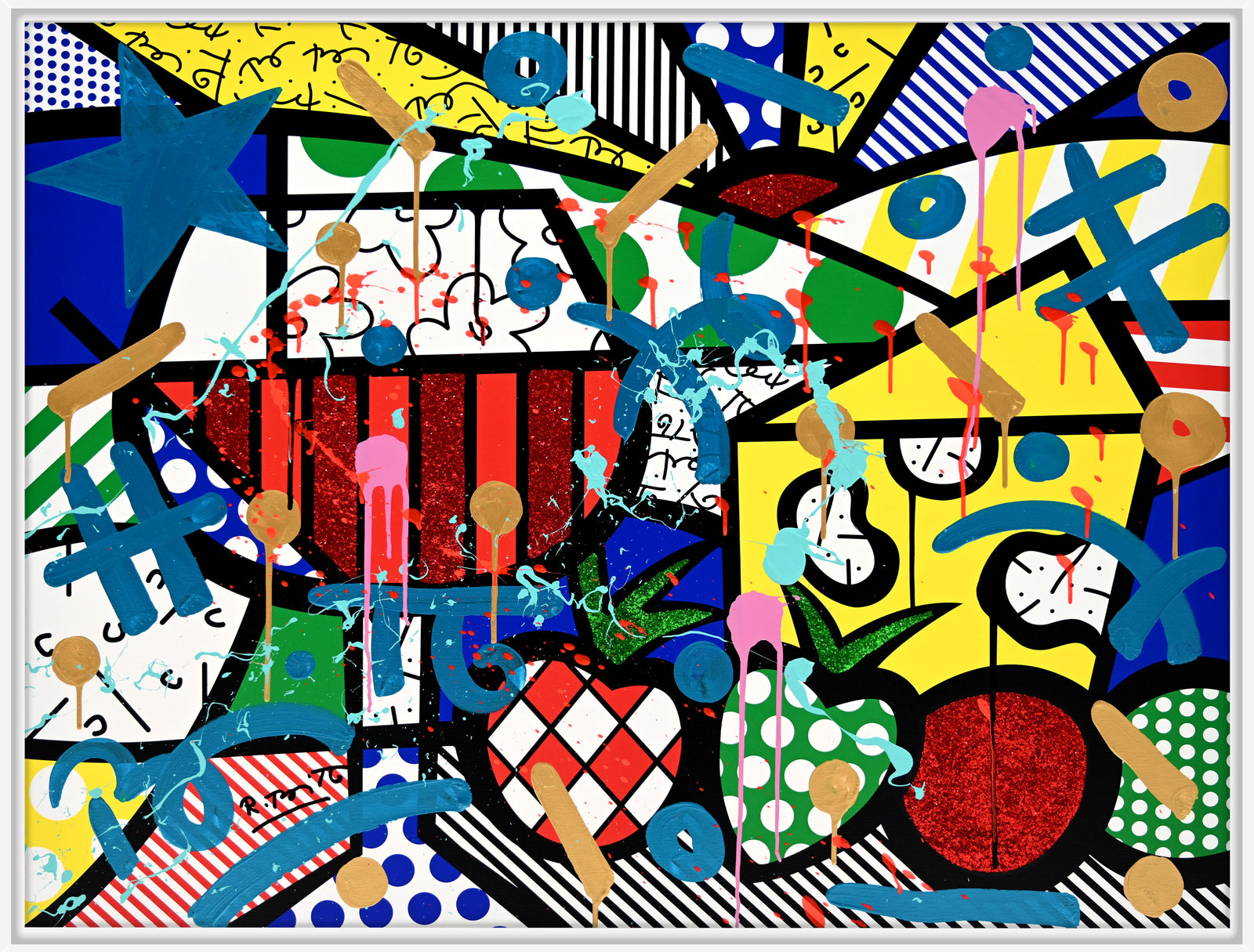 Romero Britto swiss alps mixed media original colorful pop art design