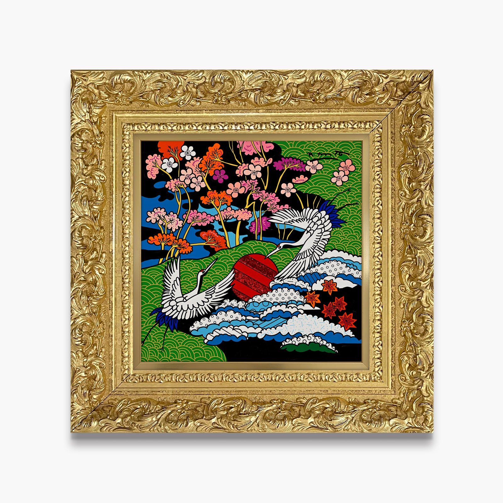 Dance of The White Cranes - Mixed Media Original