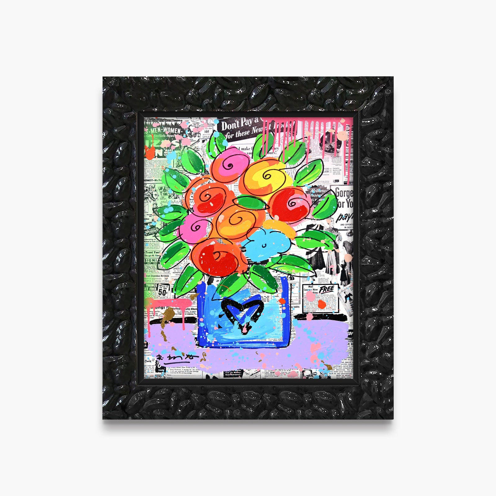 Britto Flowers - Mixed Media Original