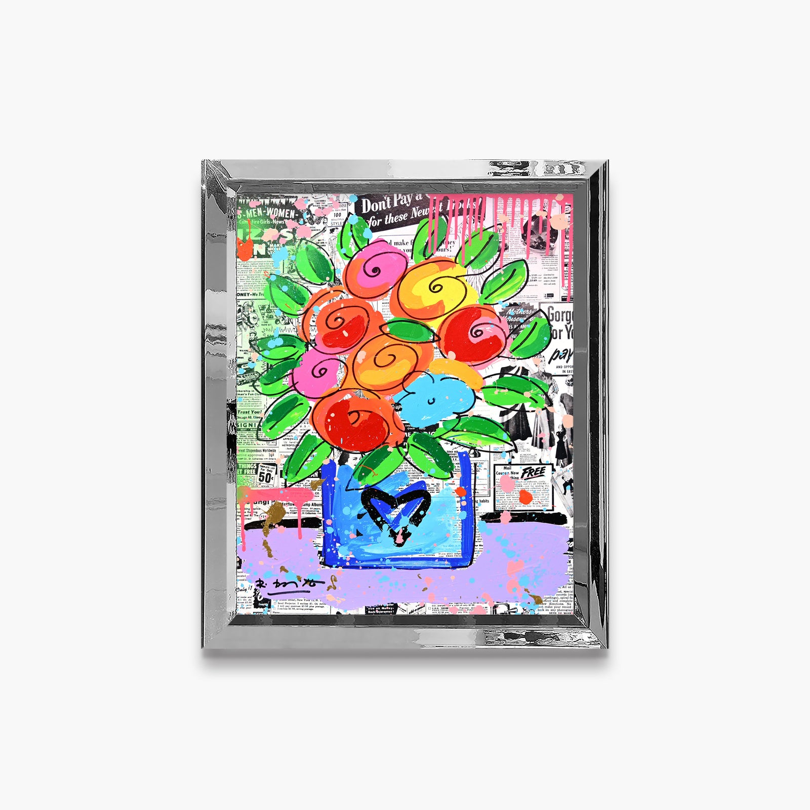Britto Flowers - Mixed Media Original