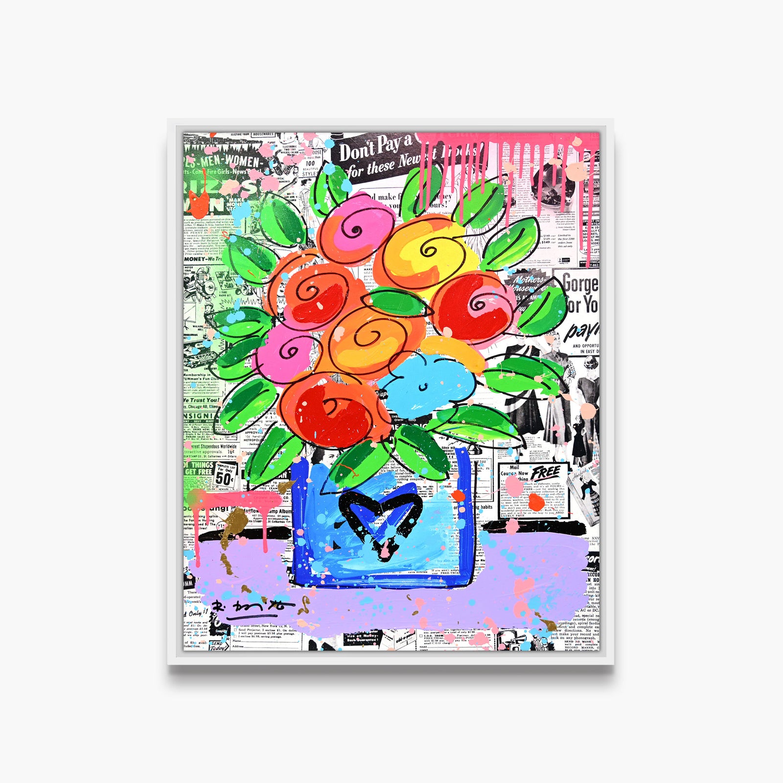 Britto Flowers - Mixed Media Original