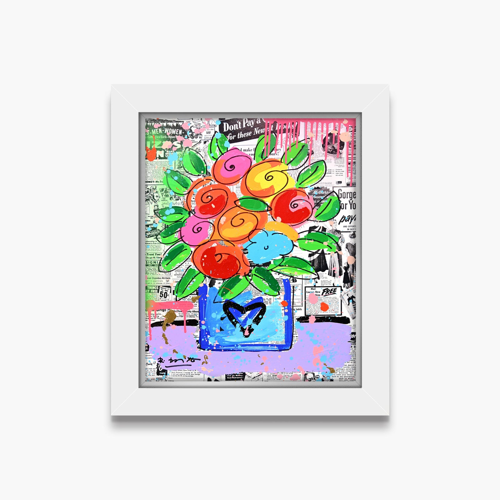 Britto Flowers - Mixed Media Original