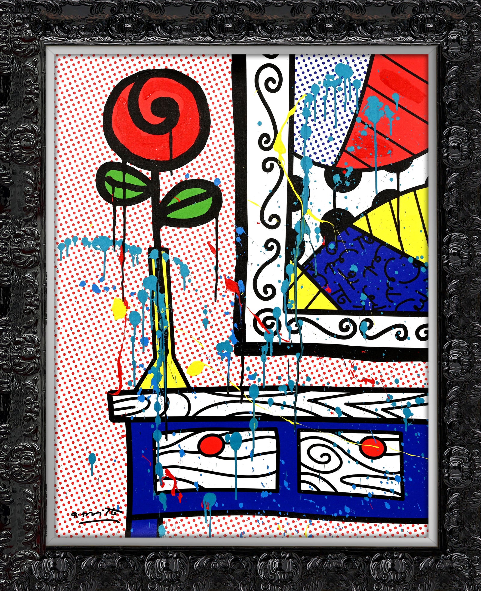 Flower On The Table - Mixed Media Original