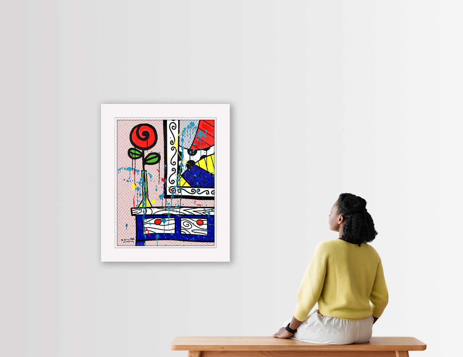 Flower On The Table - Mixed Media Original