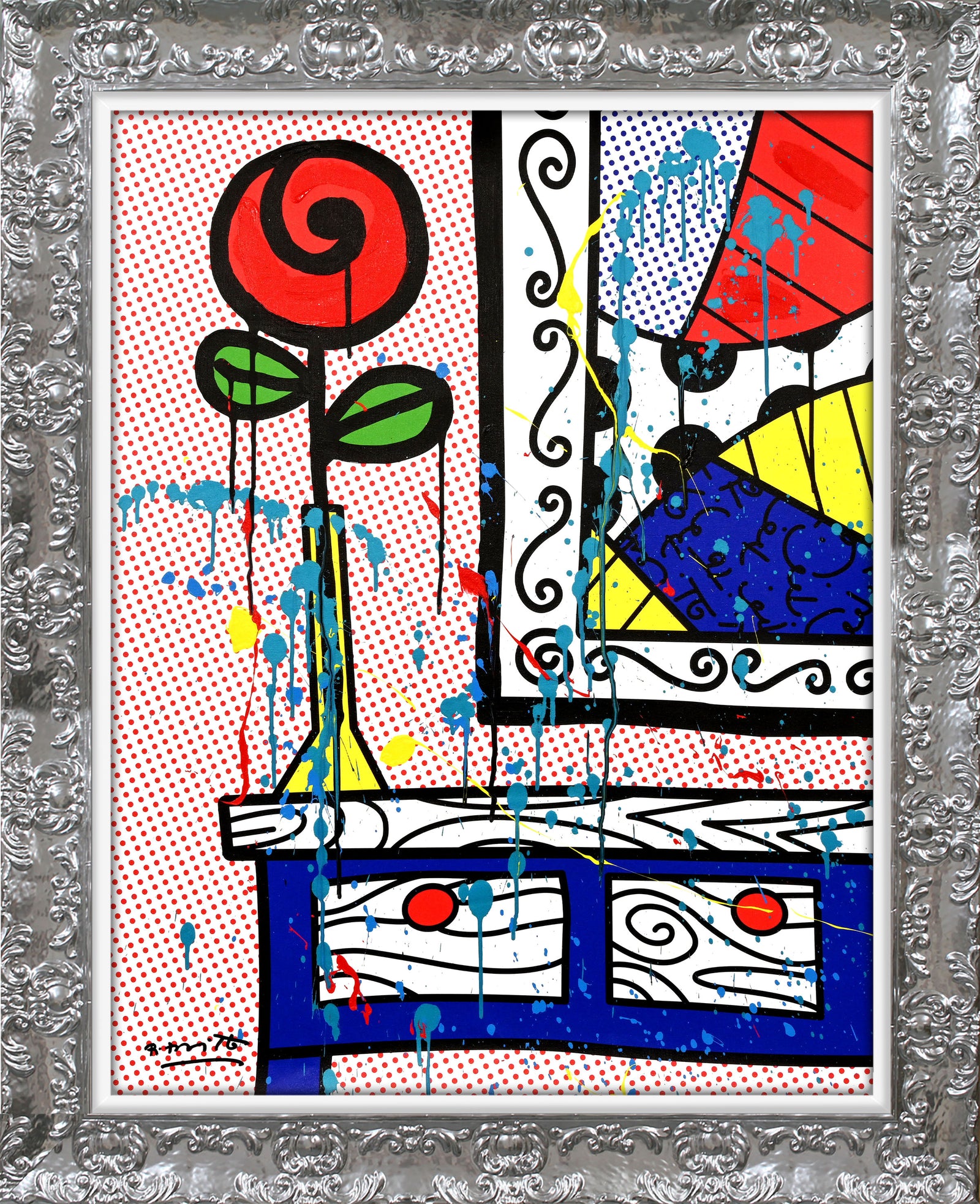 Flower On The Table - Mixed Media Original