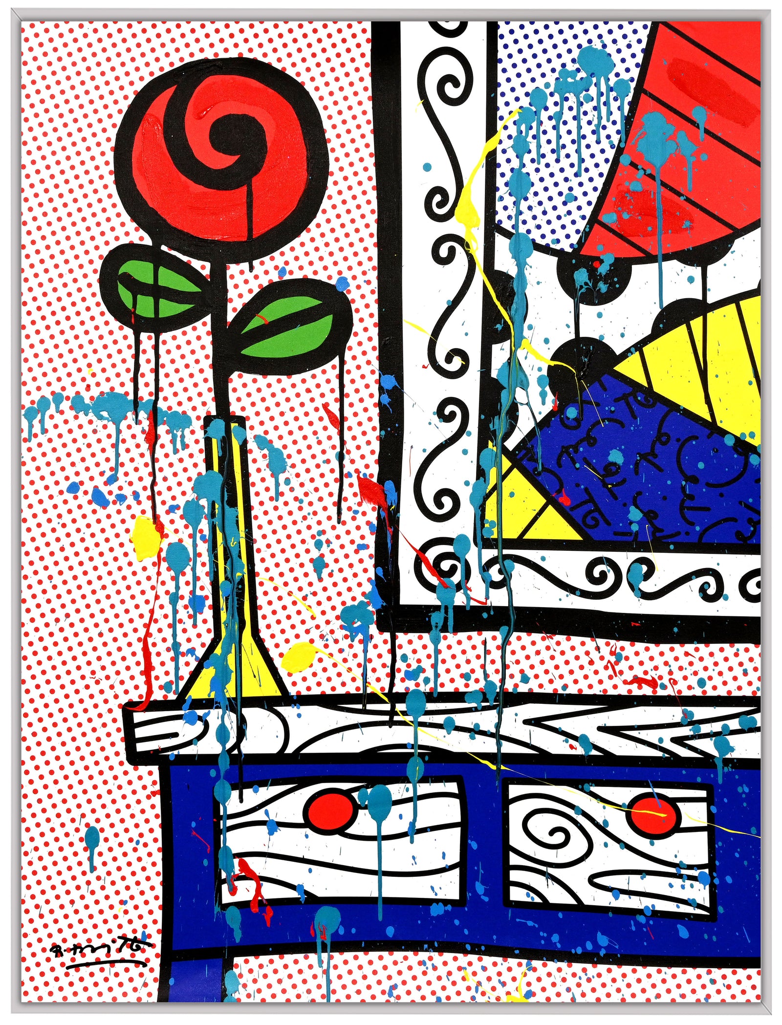 Flower On The Table - Mixed Media Original