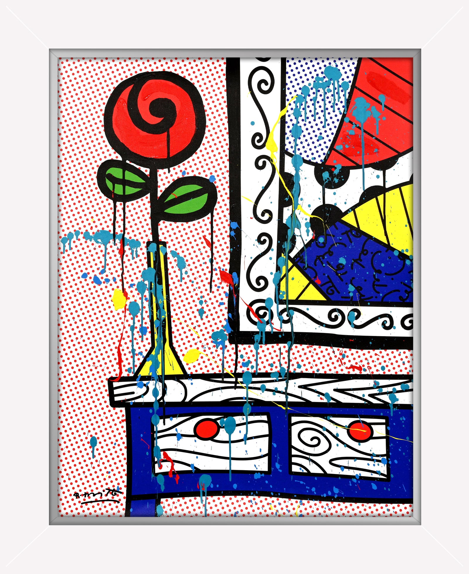 Flower On The Table - Mixed Media Original