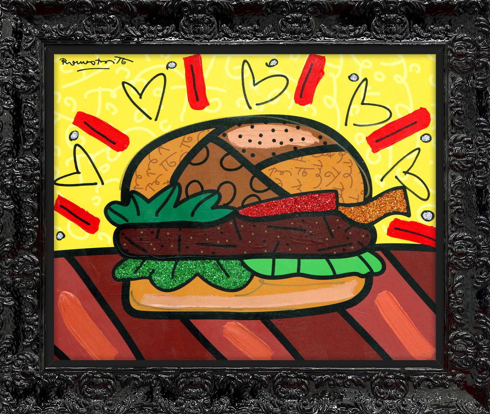 modern pop art burger mixed media original vibrant home decor