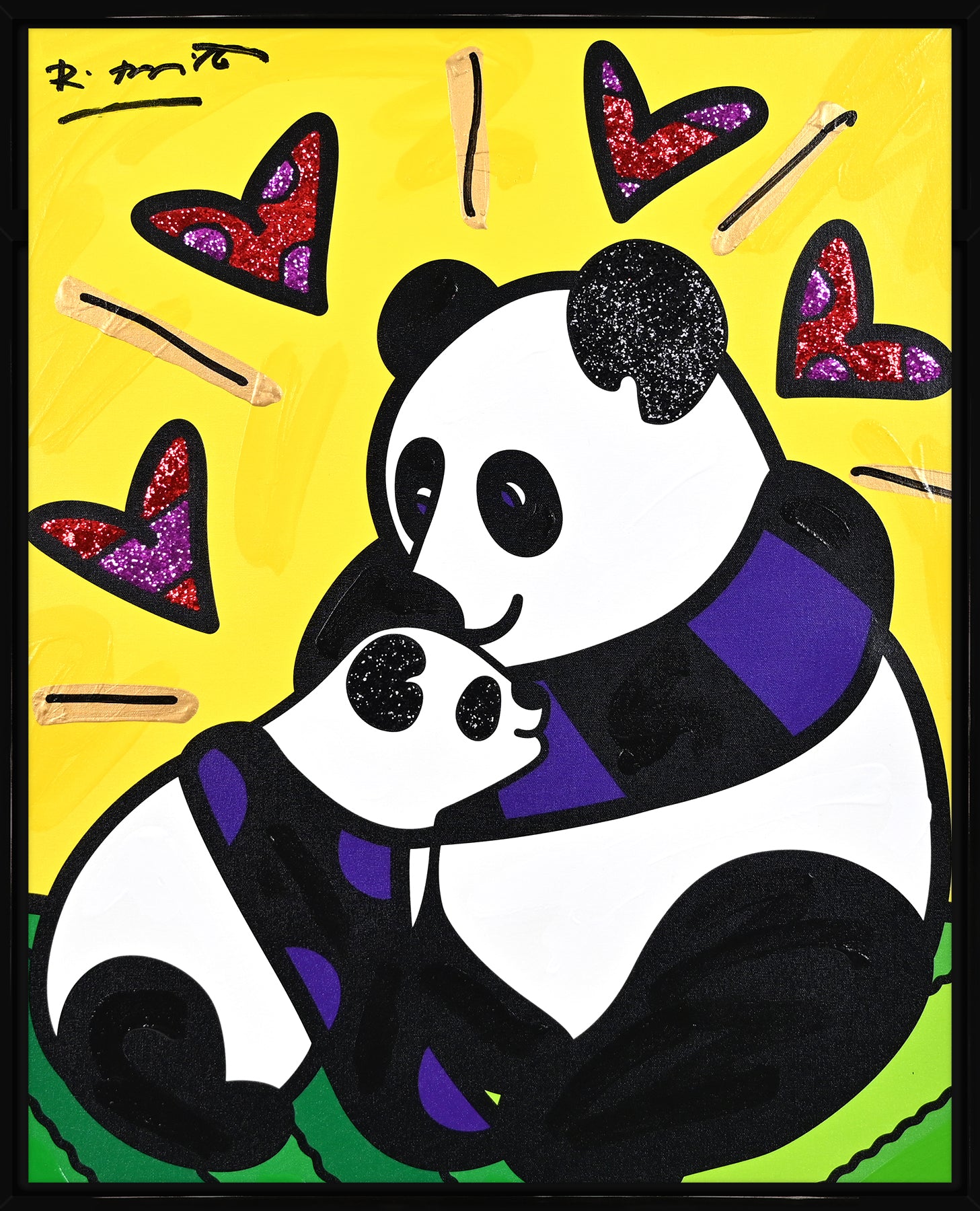 Panda Love - Mixed Media Original