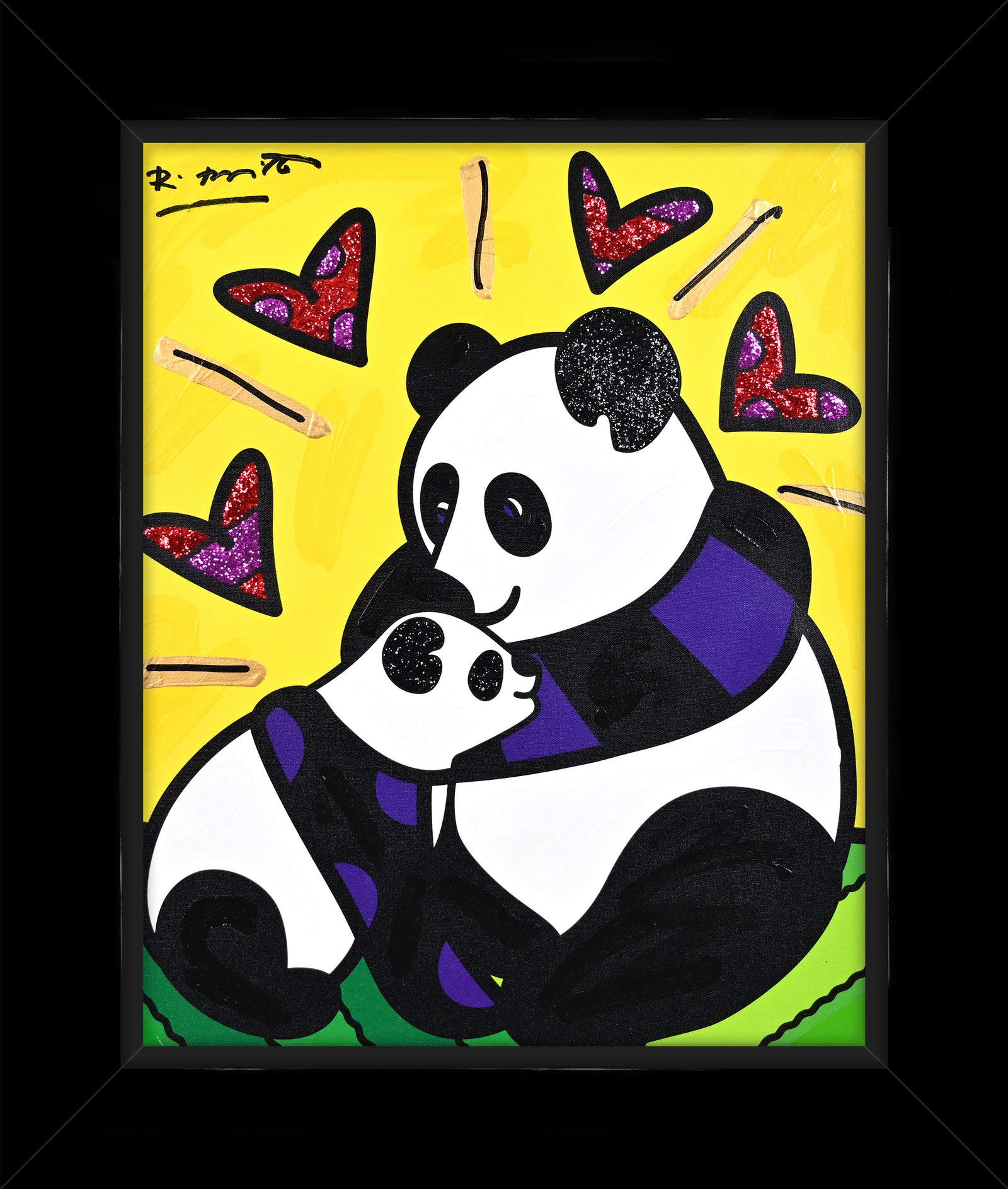 Panda Love - Mixed Media Original