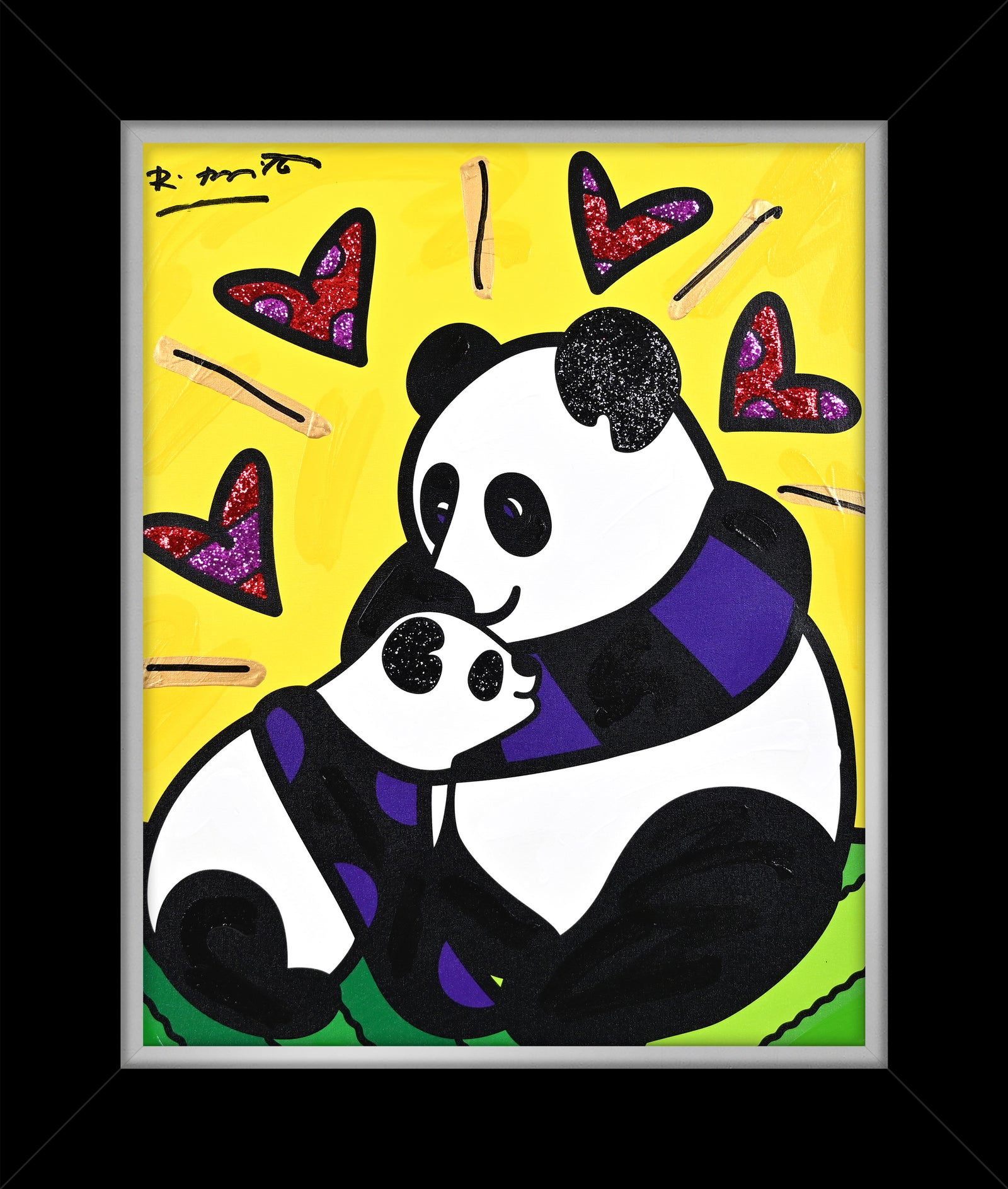 Panda Love - Mixed Media Original