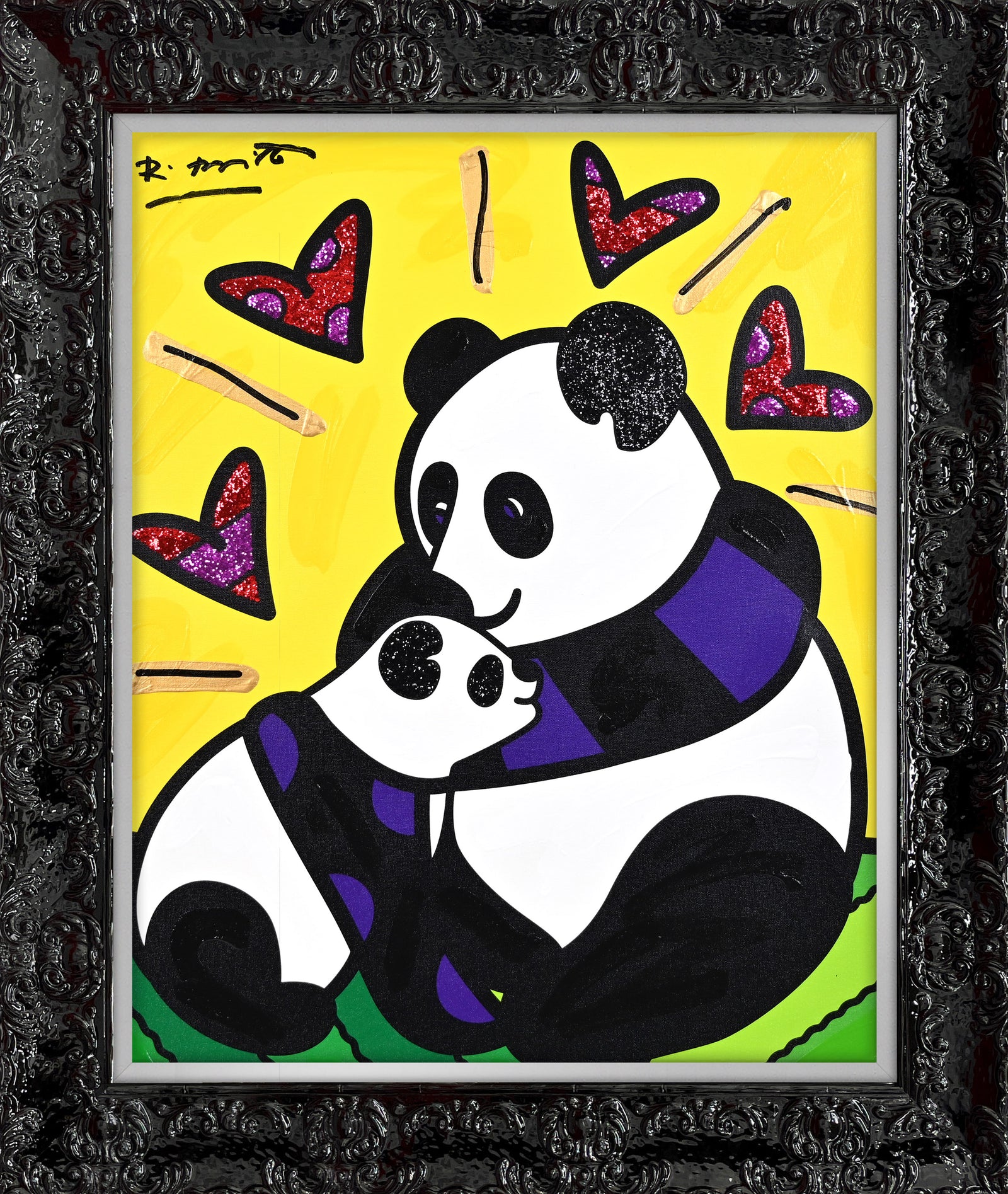 Panda Love - Mixed Media Original