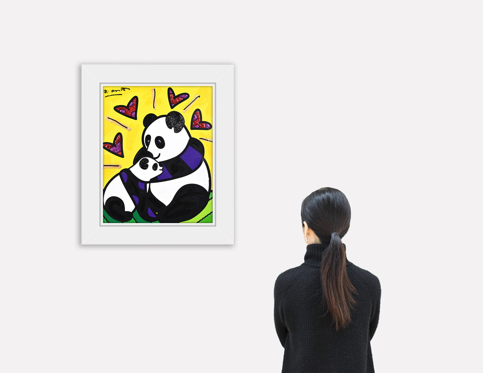 Panda Love - Mixed Media Original