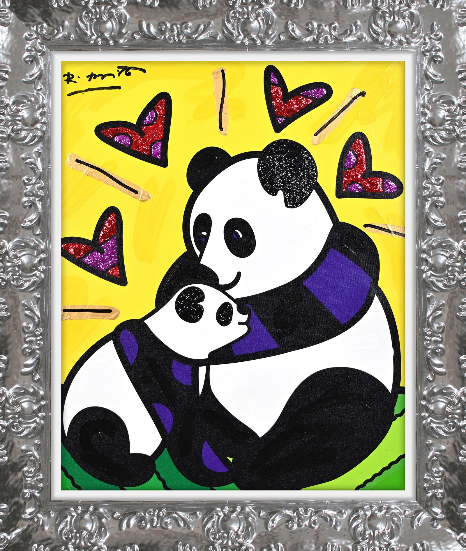 Panda Love - Mixed Media Original